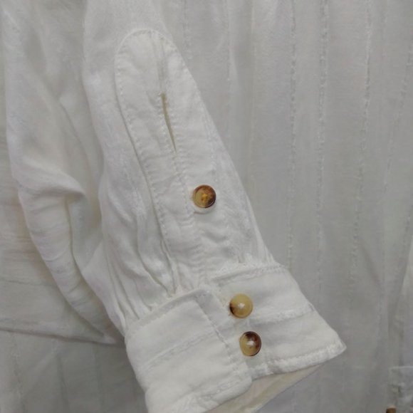 Anthropologie Womens 12 White Linen Blend Button - Picture 5 of 5